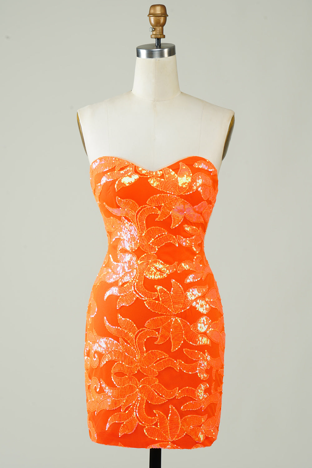 Chiclody Women Glitter Orange Tight Short Glitter Homecoming Dress ...