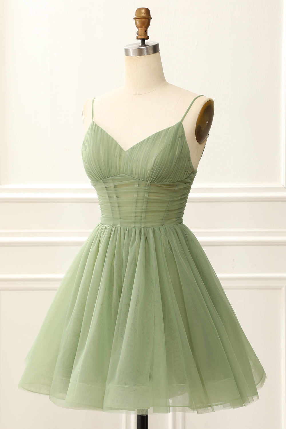 Chiclody Women Sage Green Homecoming Dress A Line Tulle Corset Short Prom  Dress